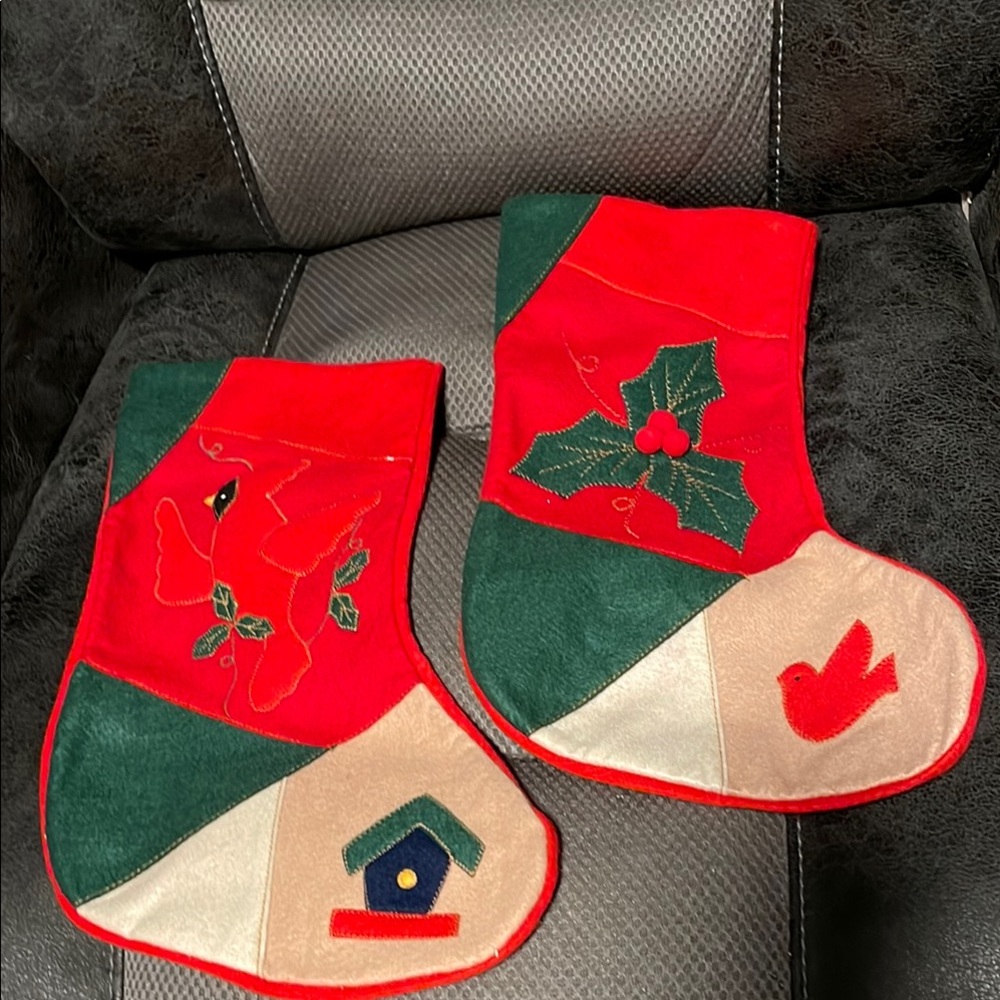 Festive Christmas Stockings with Embroidered Designs